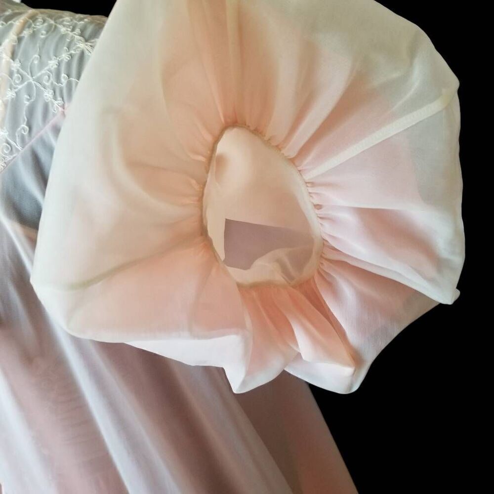 1950s SCHIAPARELLI Paris New York Peignoir Nightgown Set Pink Ivory Ombré M - Picture 12 of 16
